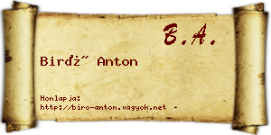 Biró Anton névjegykártya