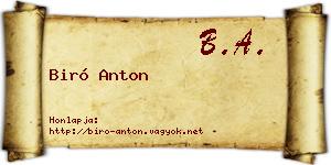Biró Anton névjegykártya